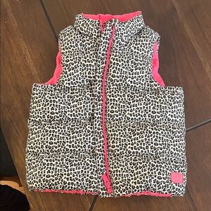 GAP Leopard Print Vest with Bright Pink